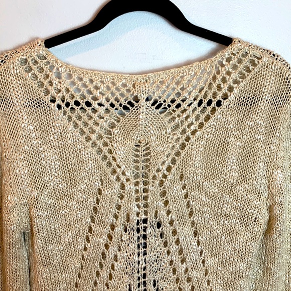 Elan Hi Lo Metallic Sweater With Open Knit Back NEW! - Picture 6 of 7